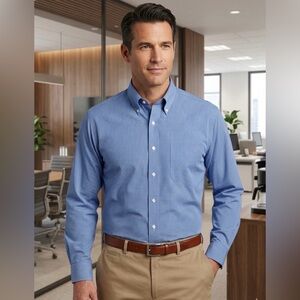 Brooks Brothers Regent Dress Shirt Mens 16-33 Blue Houndstooth Non Iron Cotton